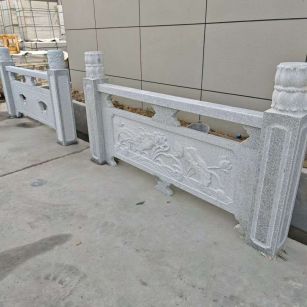 三沙芝麻白河道栏杆 石材栏杆