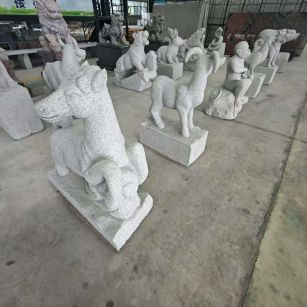 三沙芝麻白雕刻 十二生肖 异形雕刻