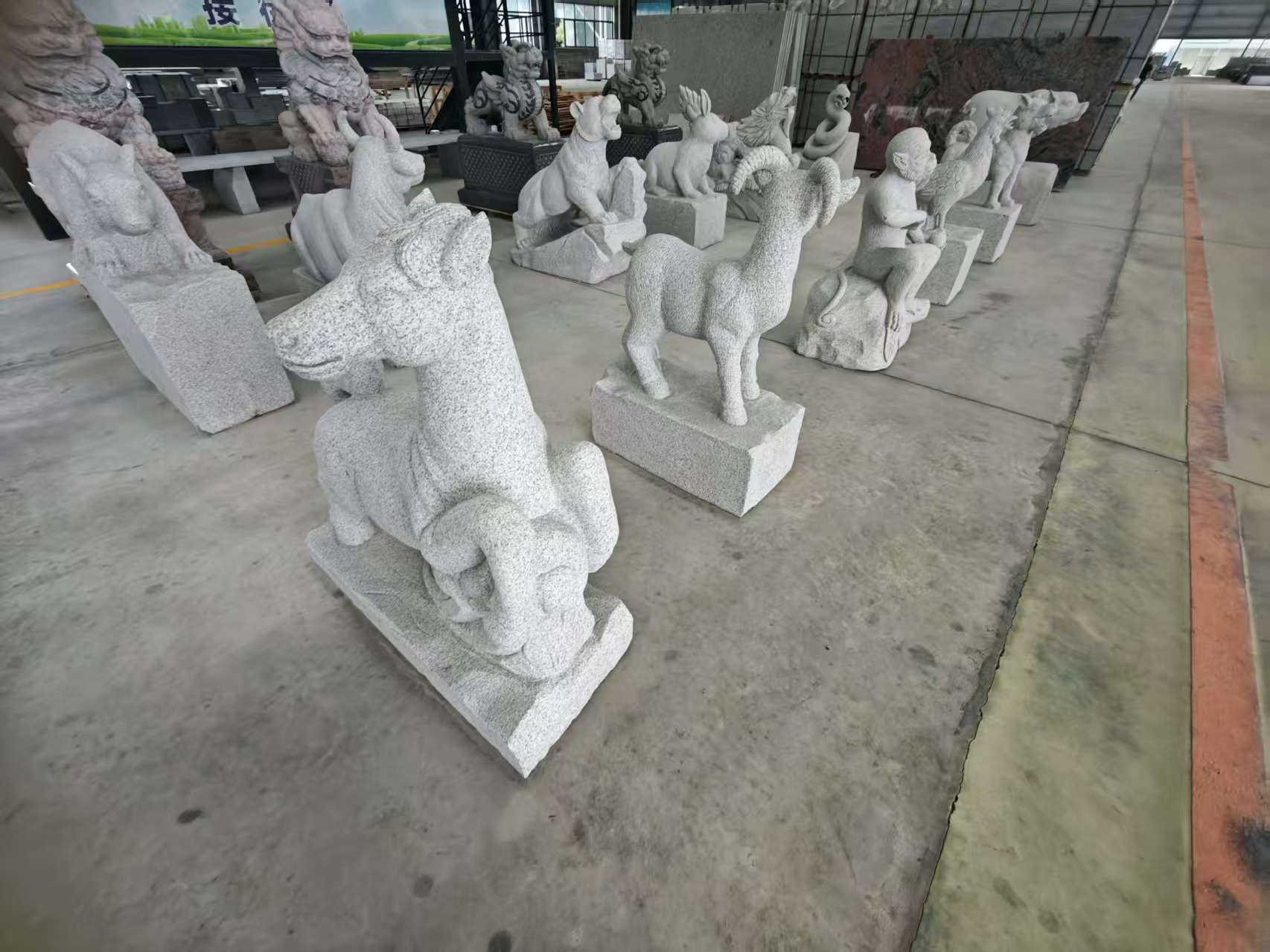 三沙芝麻白雕刻 十二生肖 异形雕刻